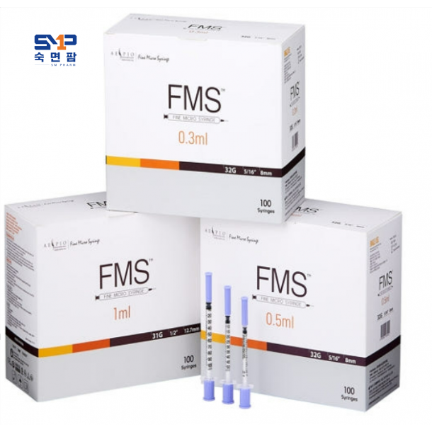 FMS 인슐린주사기 1cc 32g (8mm) 보라 1박스(100개)